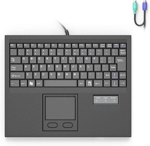 Compact Wired Keyboard with Touchpad - PS/2 Interface for Professional Use - Picture 3 of 8