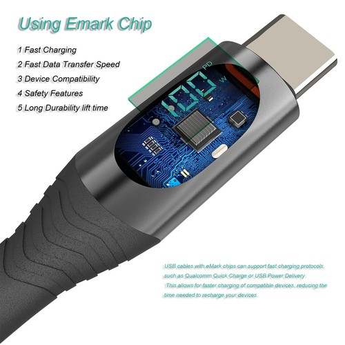 Type-C Charger USB C Cable PD 100W Fast Charging Cord LED Display iPhone 15 14 X - Picture 14 of 17