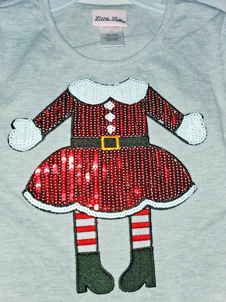 LITTLE LASS® Navidad Vacaciones Niña 6X Conjunto Falda Santa Elfo Nuevo con Etiquetas 2 piezas Foto 3 de 4