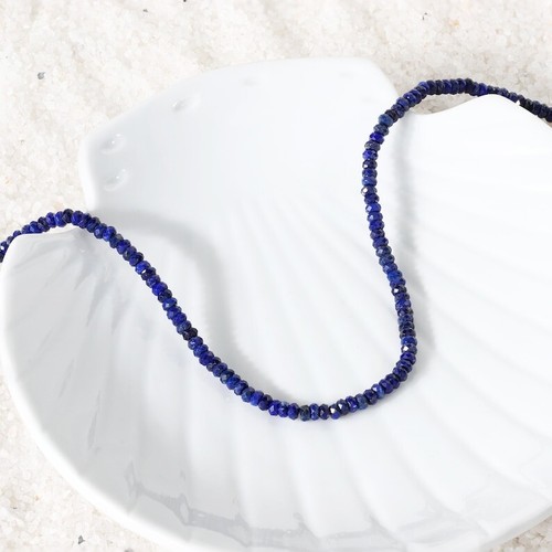 A+ Natural Blue Lapis Lazuli Rondelle Beads 18" Beautiful Necklace For Men Woman - Picture 7 of 8