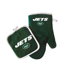 Football New York Jets Oven Mitt and Pot Holder Set Tailgate BBQ Licensed 