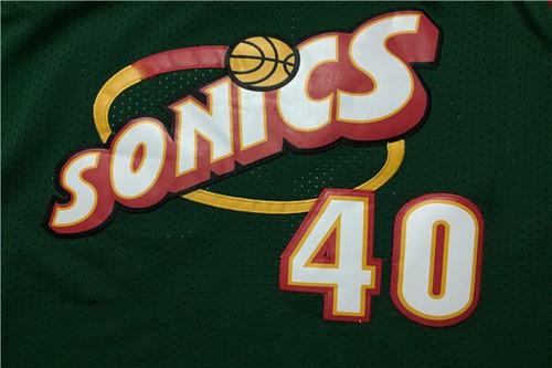 Shawn Kemp #40 The Seattle SuperSonics Basketball Jersey Men's White Green Red - Picture 12 of 19