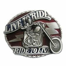 Skull Live Ride Motorcycle Biker Enamel Metal Fashion Belt Buckle