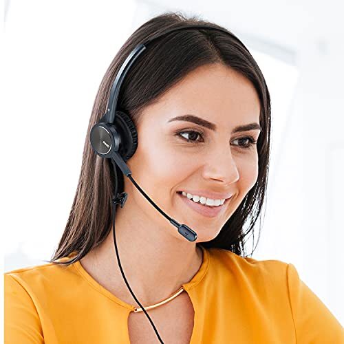 Telephone Headset with Microphone Noise Canceling, Binaural with RJ9 Black - Picture 7 of 7