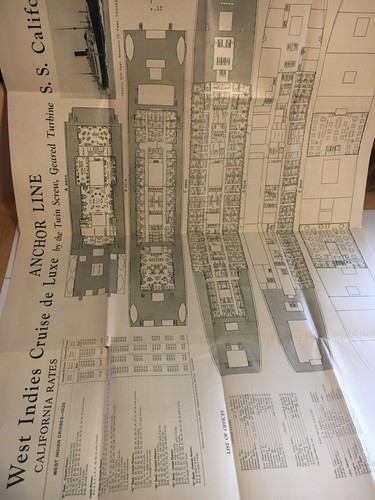 Vintage 1926 Cunard And Anchor Line SS California West Indies Cruise Pull Out - Picture 11 of 12