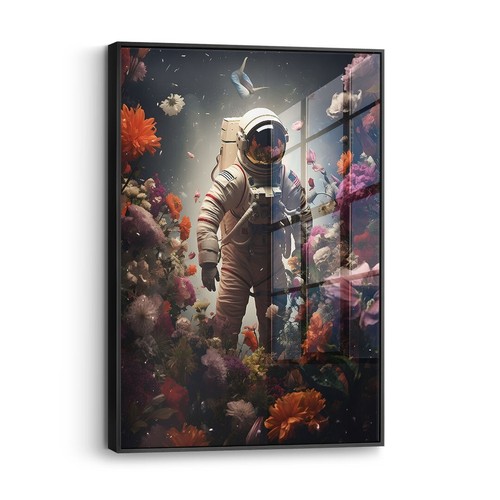 ✅WANDBILD LEINWAND,  ACRYLGLAS ASTRONAUT BLUMEN GALAXIE WELTRAUM BOTANIK PREMIUM - Bild 6 von 21