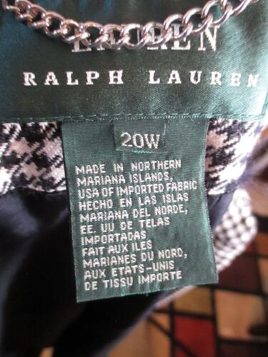 Vtg Ralph Lauren 20W Wool Checked / Houndstooth Zip Blazer & Skirt Suit - Picture 9 of 12