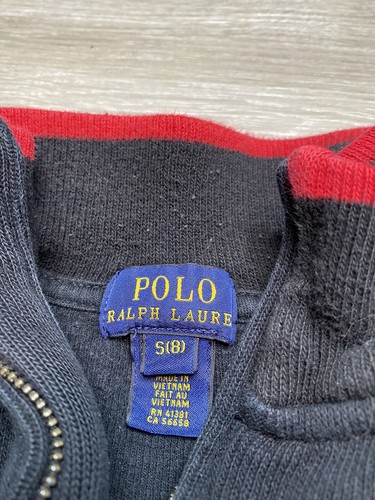 Polo Ralph Lauren Sweater Boys Youth Size Small 8 Quarter Zip Pullover Black - Picture 2 of 3