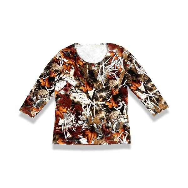 Vintage Leaf Print Top – Y2K Era