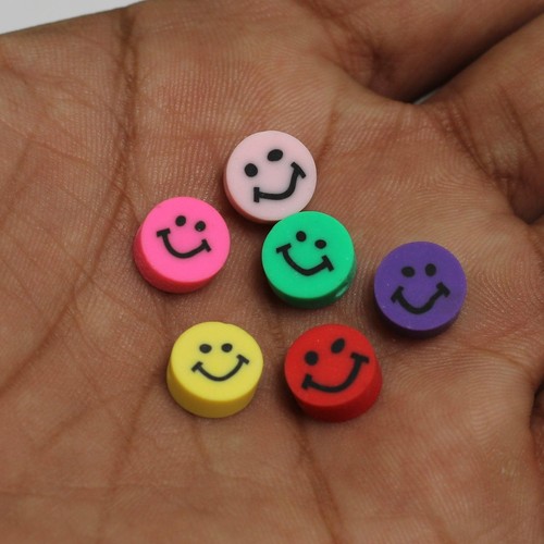Cuentas Fimo de arcilla polimérica cara sonriente de 9 mm - Imagen 2 de 8