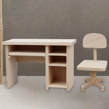 MagiDeal Mini Bureau et Chaise pour Maison de poupée, Artisanat, Meubles en Bois, Bureau d'ordinateur et Chaise Non Peints, 1/12