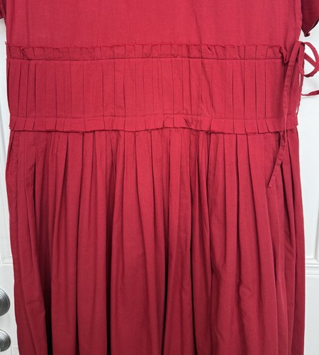 SARA LANZI RED GAUZE GATHERED WAIST SS MIDI MAXI DRESS - SIZE S - VGC! £550 - Picture 3 of 11