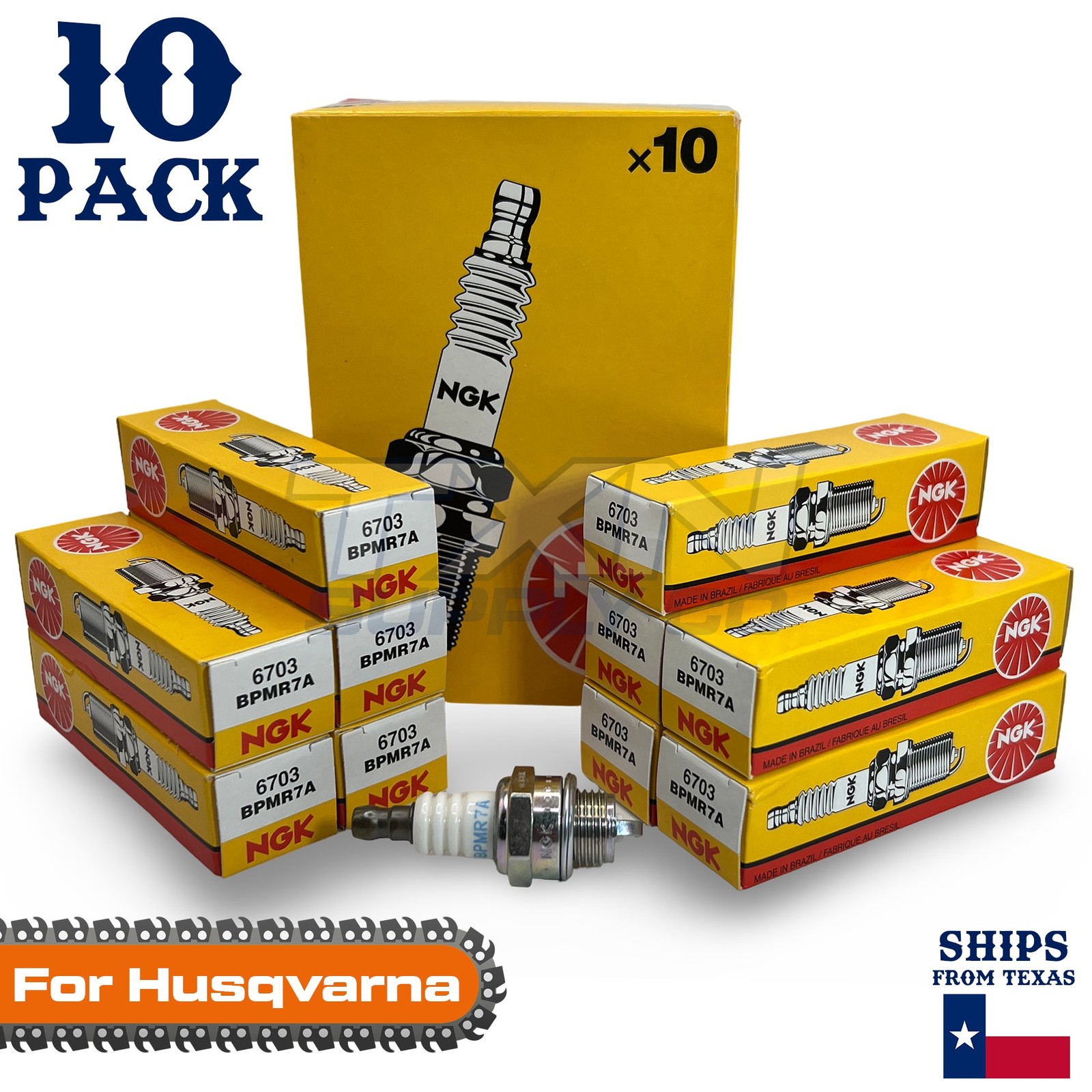10 Pack NGK Spark Plug - For 2101XP Husqvarna Chainsaw