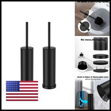 Pucscsrg Black 2 Pack Stainless Steel Heavy Duty Toilet Brush with Holder Set
