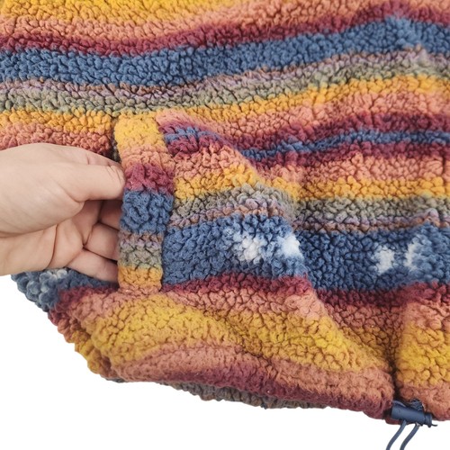 Maglione a righe giallo donna pelliccia sintetica media fuzzy cropped blu western boho - Foto 11 di 14