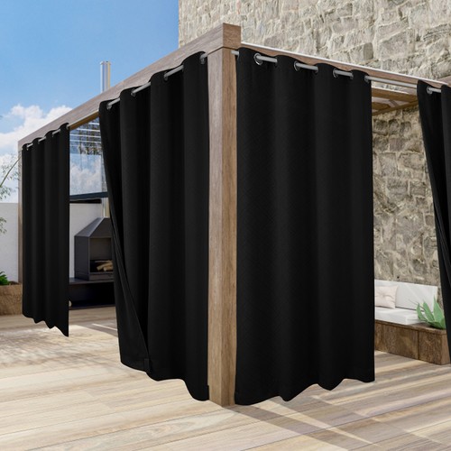 Outdoor Curtains Waterproof 3D Texture Thermal Insulated Sun Blocking Drape - Picture 77 of 90