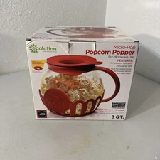Ecolution Micro-Pop 3 Quart Microwave Popcorn Popper - Red- New!