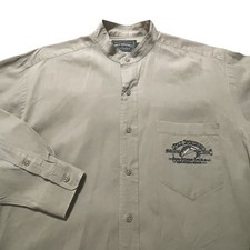 VTG Ralph Lauren Shirt Men Medium Beige LS Grandad Collar Polo Country Sportsman