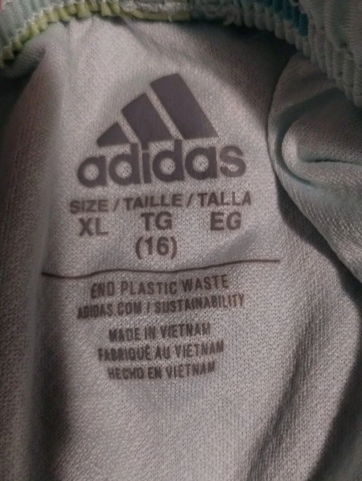 Pantalones Cortos Adidas Niñas XL XLarge (16) Elástico Cordón Estampado Multicolor AOP Verde Foto 3 de 4