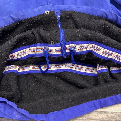 Vintage Snickers Blue Mens L Parka Snap Embroidered Hooded Fleece Lined Jacket - Picture 9 of 13