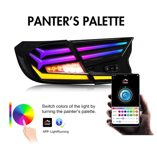 RGB LED Tail Lights For 2018-2022 Honda Accord Sedan Rear Lights w/ Sequential - Bild 4 von 24