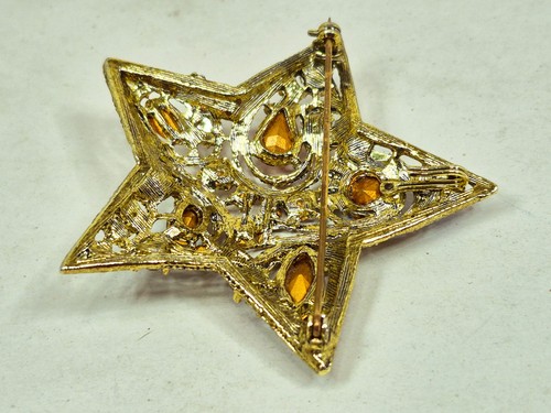 Vintage La Roco Star Brooch Pin Colorful Jewel Tone Rhinestones 2.5" - Picture 9 of 11