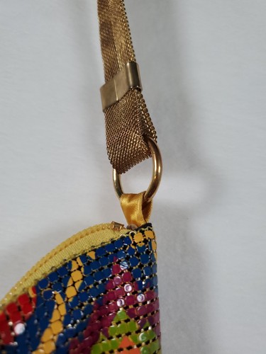 Vintage Whiting & Davis Evening Bag – Multicolor Mosaic Mesh with Gold Strap - Picture 14 of 17