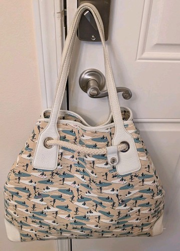 TOD'S Extra Large Jet Ski Canvas Tote Bag Purse - Picture 3 of 13