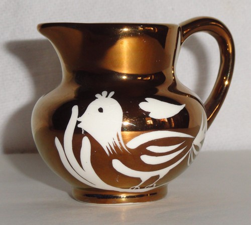 Pequeña crema Lustre Ware única ~ Lustre con decoración de pájaro ~ cerámica gris Inglaterra - Imagen 3 de 9