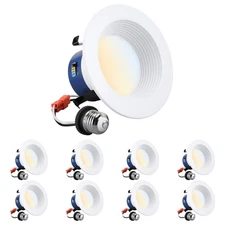 8 Pack 4 Inch 5CCT LED Recessed Downlight, Baffle Trim, CRI90