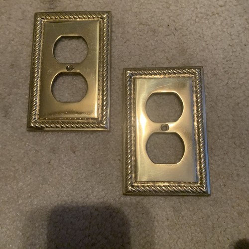 Gold/ Brass, Warehouse Rope Rosette Electrical 2 Outlet Switch Plate Cover