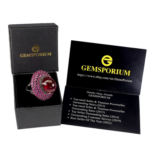 925 Sterling Silver Ring Oval Ruby 20ct Diamond Handmade Gemstone Jewelry Sz 7 - Picture 3 of 13
