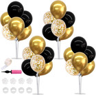TONIFUL 4 Set Black Gold Balloon Centerpieces for Table,Balloon Stand Kit for Bl