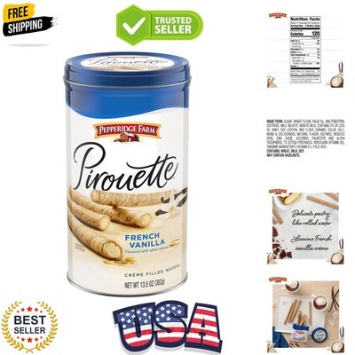 Pirouette Cookies, French Vanilla Flavored Crème Filled Wafers, 13.5 Oz Tin