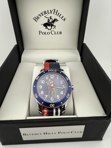 Polo Ralph Lauren 42 MM Polo Player Steel Blue Dial Red White & Blue Strap $1900 - Picture 4 of 24