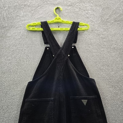 90s GUESS JEANS ブラックオーバーオール hiphop VINTAGE GUESS Jeans Men Overalls M Black Denim 90s Y2K