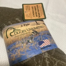 NWT 2 Pair Ducks Unlimited Men's Full Cushion Outdoor Boot Socks, Large. Sport 