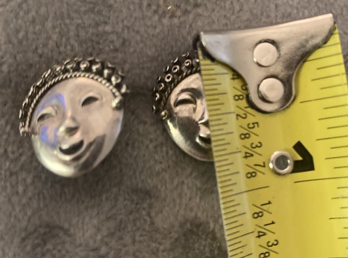 Pendientes de plata de ley .925 cara feliz sonriente riendo máscara facial - Imagen 4 de 9