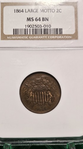 1864 Large Motto 2 Cent MS64 - Picture 3 of 6