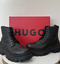 Men’s Size 9 - HUGO Chunky-Sole Leather Half Boots