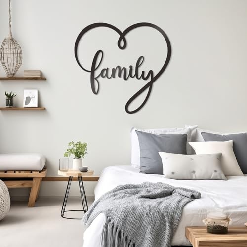 Cute Family Infinity Heart Metal Wall Sign Large Black Metal Family Wall Decor - Picture 6 of 7