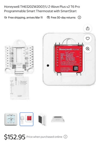 Honeywell TH6320ZW2007 T6 Pro Z-Wave programmierbarer Thermostat mit SmartStart (D21) - Bild 2 von 9
