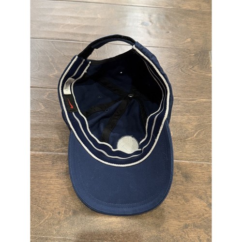 Vintage 90er Nike Herren marineblau Basketball Swoosh verstellbarer Riemen hinten Mütze schwarz Etikett - Bild 7 von 9
