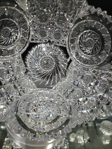 RARE 9" BOWL, American brilliant Period Cut glass Crystal Attri: Taylor brothers - Picture 10 of 24
