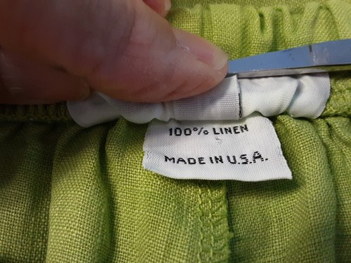 BRYN WALKER-RUCHED-Lemon Grass Green Crop Wide Leg Pants Linen Elastic Waist Med - Picture 11 of 11