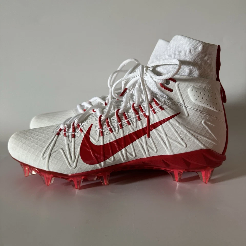 Nike Men’s 9.5 Alpha Huarache 7 Elite LAX Lacrosse Cleats White/Red CJ0224-102 - Image 4 of 4