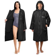 SUN CUBE Swim Parka Men Women, Unisex Hooded Changing Robe with Warm Fleece