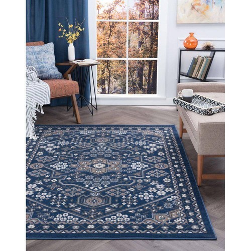 Tayse Rugs Hampton Oriental Navy 8 ft. x 10 ft. Indoor Area Rug - Picture 9 of 9