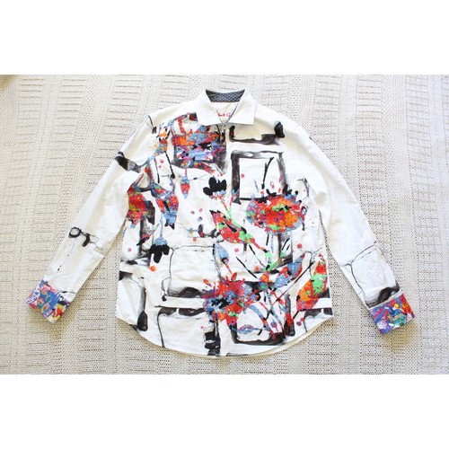 Robert Graham Thriller Printed Men's Shirt Embroidered Floral & Skull XL Limited - Bild 6 von 15
