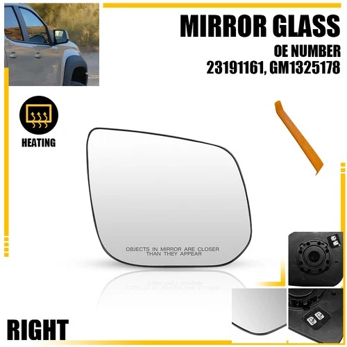 New Mirror Glass Heated Passenger Side For 2015-22 Chevrolet Colorado GM1325178